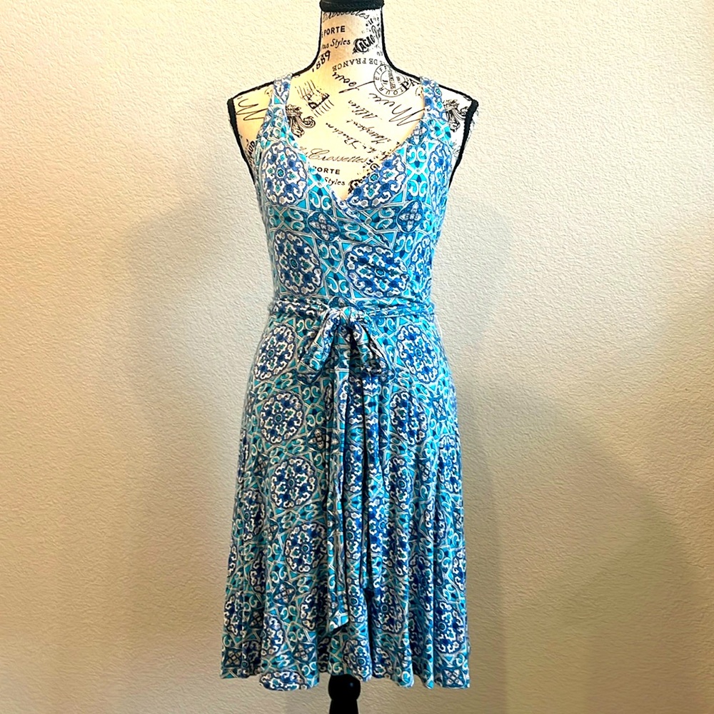 Blue & Turquoise Knit Dress from Express